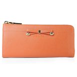 Prada Orange Saffiano Leather Bowknot Wallet