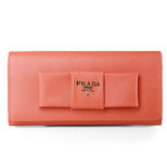 Prada Orange Saffiano Leather Bow-tie Wallet