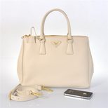 Prada Off-white Saffiano Leather Classic 33CM Medium Handbag