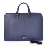 Prada Dark Blue Saffiano Leather Briefcase