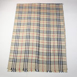 Burberry Cotton Fabric Beige Check Pattern Scarf