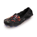 Alexander McQueen Black Leather with Pattern Panel Loafer