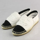 Chanel White Canvas with Black Canvas Head Casual Flat