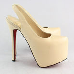 Christian Louboutin Beige Lambskin Leather Slingback Platform Pump Sandal