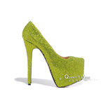 Christian Louboutin Green Crystal Red Sole Ultra High Platform Pump