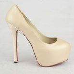 Christian Louboutin Nude Lambskin Leather Ultra High Hidden Platform Pump