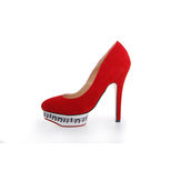 Charlotte Olympia Red Suede Leather Stave Platform Pump