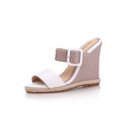 Fendi White & Beige Patent Leather Wedge Pump Slipper