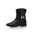 Hermes Black Leather Ankle Boot