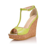 Jimmy Choo Olive Leather T-shape Platform Pump Sandal