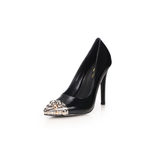 Louis Vuitton Black patent leather metal studs pointed head pump