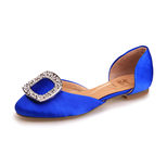 Roger Vivier Royal Blue Satin Diamond Square Logo Ballerina