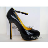 YSL Black Patent Yellow Sole Mary Jane Pump