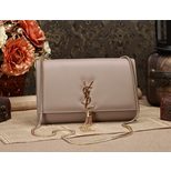 YSL Khaki Leather Clutch with Metal Tassel