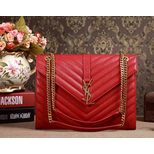 YSL Carviar leather envelope metal chain shoulder bag