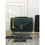 YSL V quilting leather chain strap flap bag 32cm