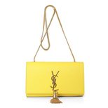 YSL Yellow Leather Clutch with Metal Tassel