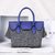 Celine Gray cashmere with blue ostrich leather flap tote