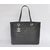 Black caviar leather shopping tote bag