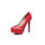 Red patent leather cut out platform pump