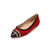 Red suede leather rivet pointed head flat