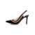 Black patent leather pointed head slingback pump