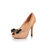 Quilting beige leather bow-tie peep toe platform pump