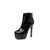 Black quilting patent leather platform short boots