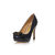 Dark blue quilting leather pump