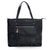 Black Leather Hanging Tassel Large Tote