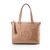 Beige soft patent leather zipper tote