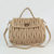 MIU MIU Beige Quilting Lamb Skin Leather Large Lock Closure Flap Handle Bag