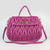 Fuchsia Quilting Lamb Skin Leather Large Lock Closure Flap Handle Bag