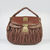 MIU MIU Coffee Quilting Lamb Skin Leather Flap Lock Closure Handle Bag