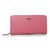 Dark Pink Saffiano Leather Zipper Long Wallet