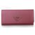 Dark Pink Saffiano Leather Button Flap Closure Wallet