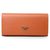 Prada Orange Saffiano Leather Button Flap Closure Wallet