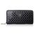 Prada Black Saffiano Leather Cutout Zipper Closure Wallet