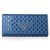 Prada Blue Saffiano Leather Cutout Button Flap Closure Wallet