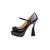 Black Patent Leather Peep Toe Platform Pump