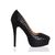 Black Leather Rivets Platform Pump