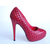 Red Woven Leather Platform Pump