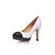 White with black head leather Pump with metal chain platform