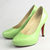 Christian Louboutin Green Patent Leather  Stitching Patterns  Platform Pump