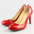 Red Patent Leather Round-end Pump