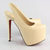 Beige Lambskin Leather Slingback Platform Pump Sandal