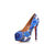 Blue Flower Pattern Fabric Platform Pump