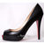 Christian Louboutin Black Lambskin Leather Red Sole (peep toe & platform) Pump