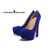 Blue Suede Leather Ultra High Hidden Platform Pump