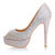 Rhinestone Champagne Satin Peep Toe Platform Pump